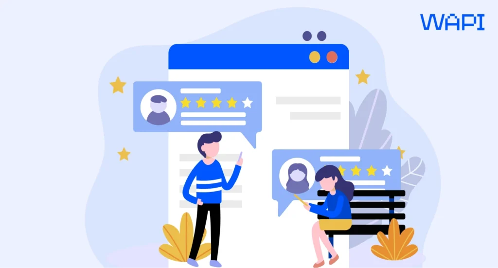 Customers reading reviews and ratings before making an online purchase