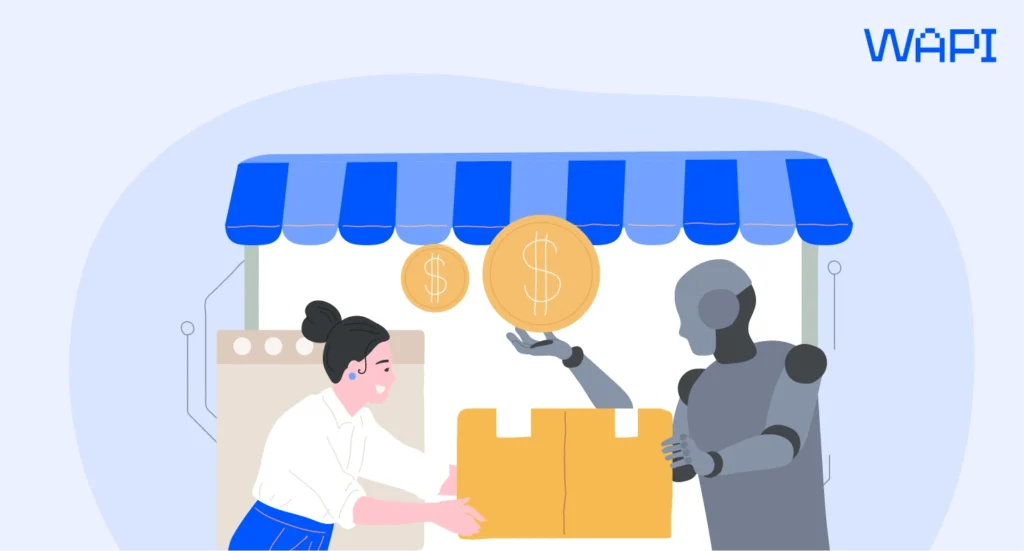 Customer using artificial intelligence assistant for product discovery before purchase