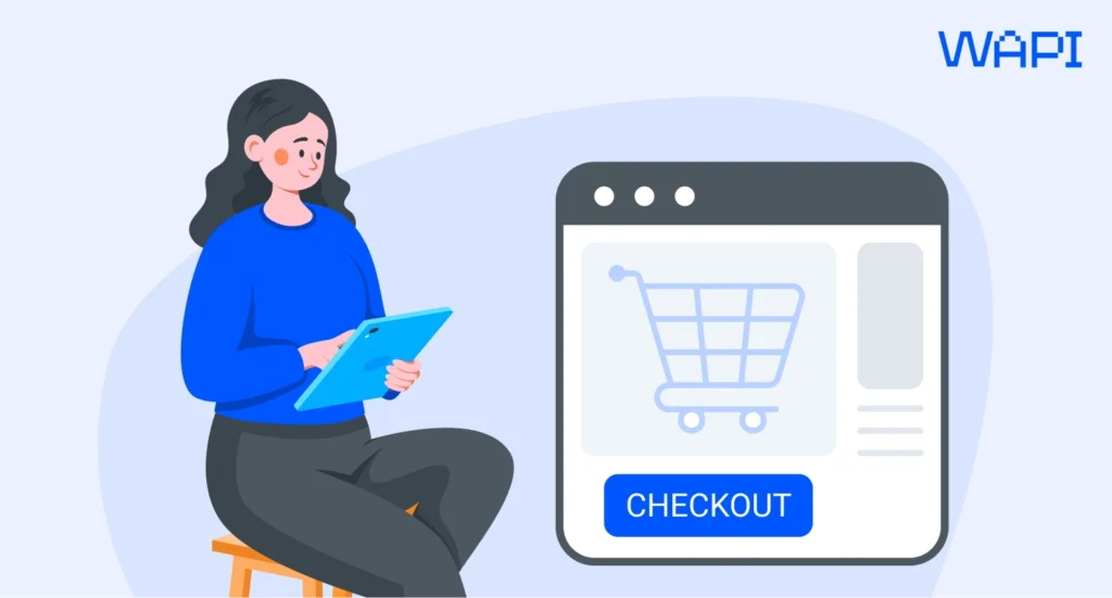 Ecommerce checkout process with online payment and shopping cart interface