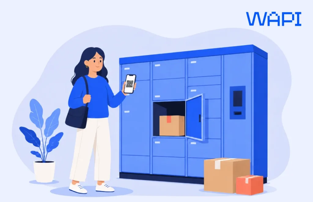 Locker delivery in Romania with shopper scanning QR code at parcel locker