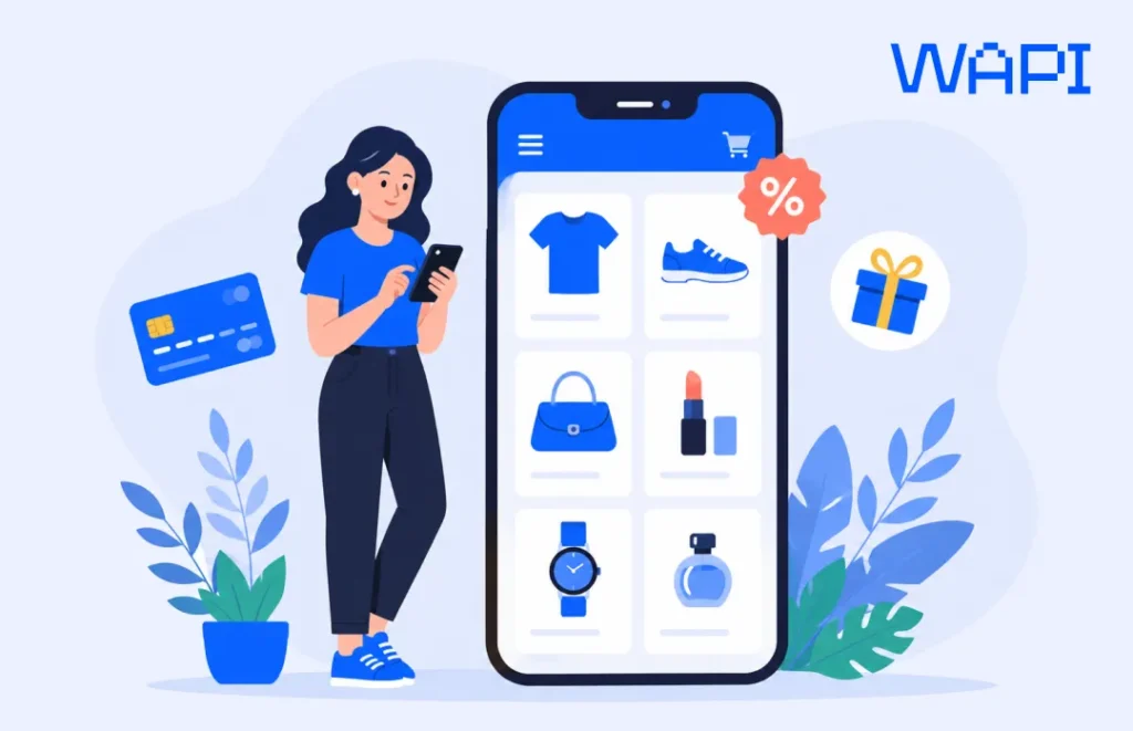 Mobile ecommerce in Romania with shopper using smartphone and online store app