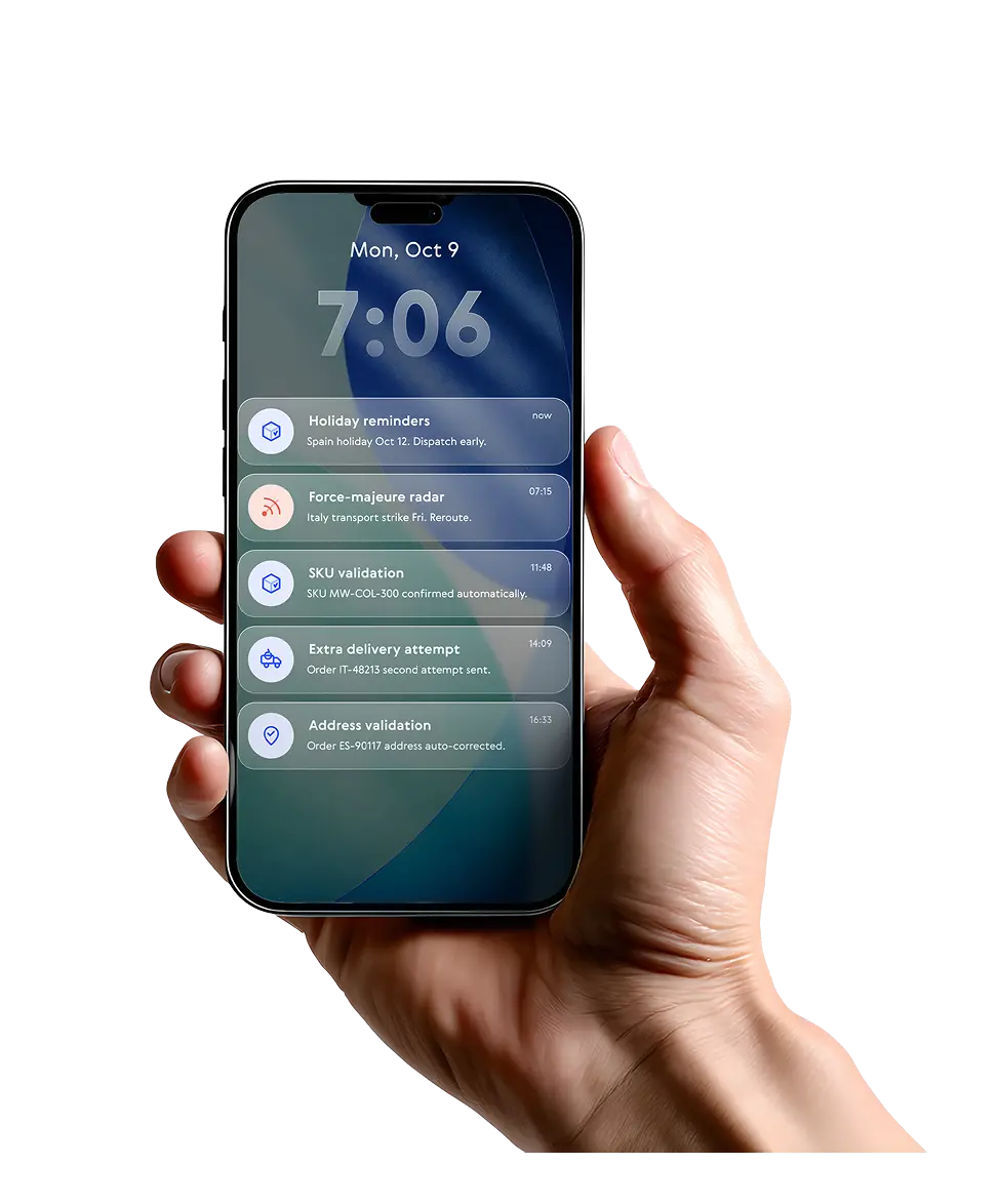 WAPI AI notifications on a phone